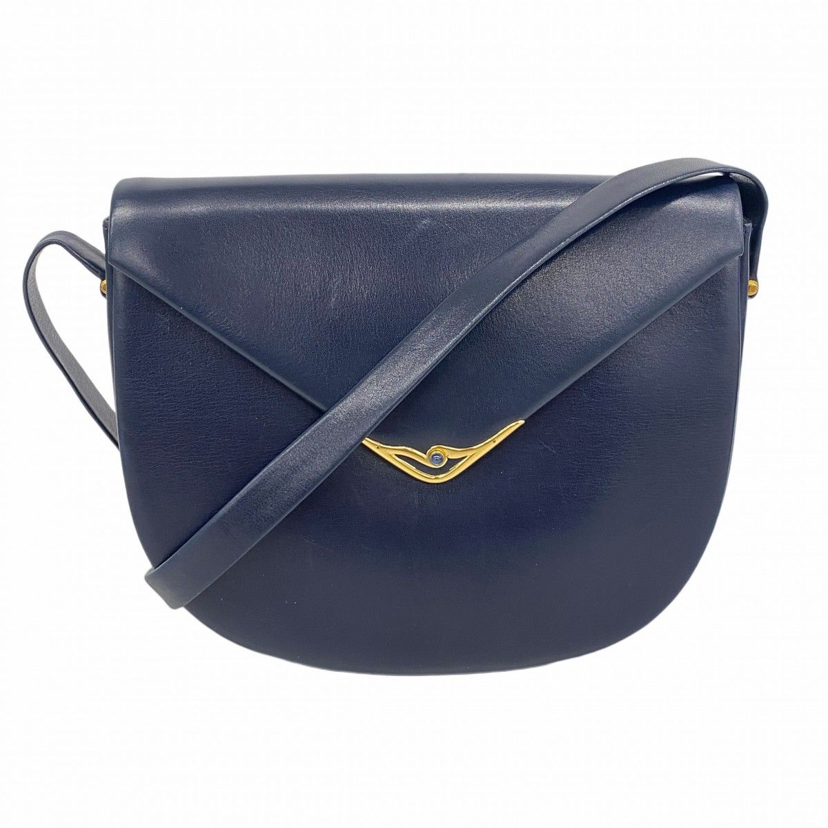 5pb2231】カルティエ ショルダーバッグ サファイア レザー ネイビー