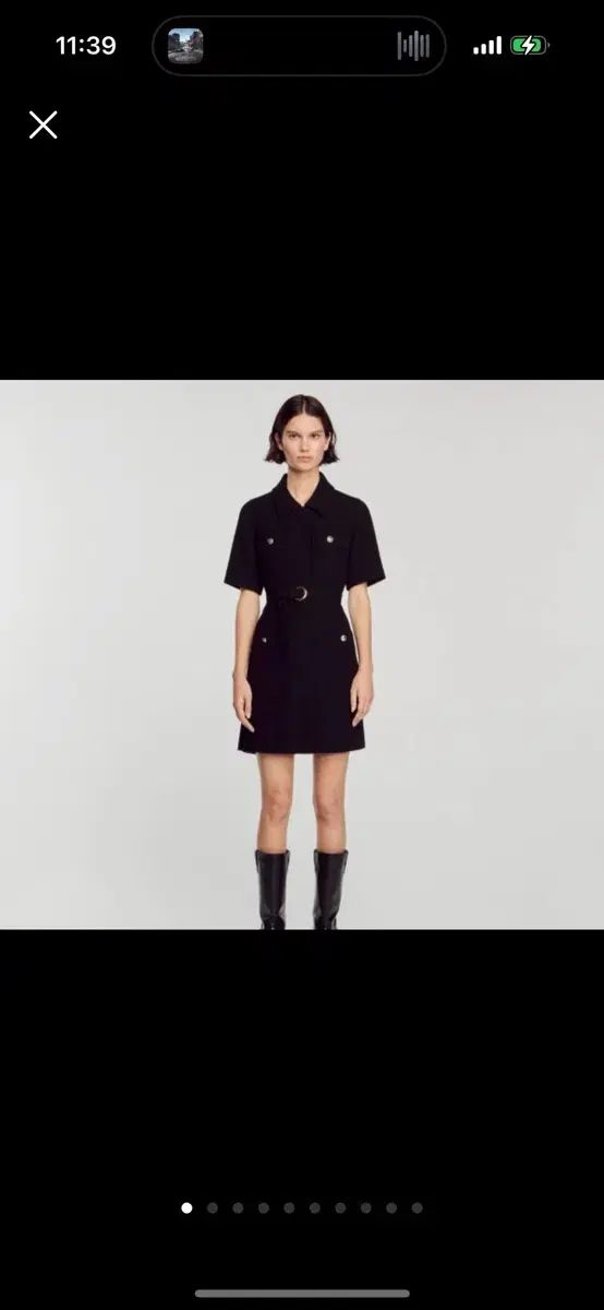 70万ウォン台 SANDRO サンドロ ツイード ONE PIECE ワンピース ベルト KARA カラ プリーツ ミニ 半袖