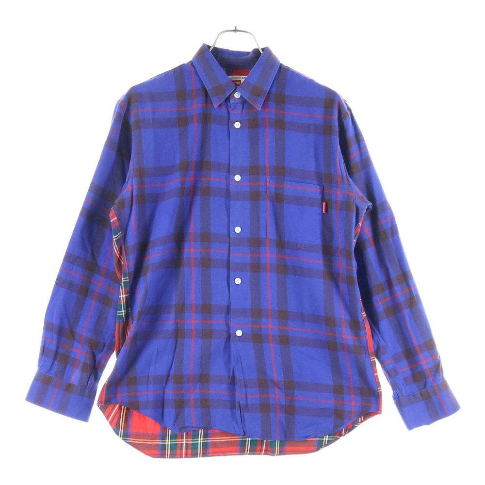 SUPREME シュプリーム 15 AW ×COMME des GARCONS Lightweight Flannel Shirt コムデギャルソン フランネル 長袖シャツ ブルー レッド