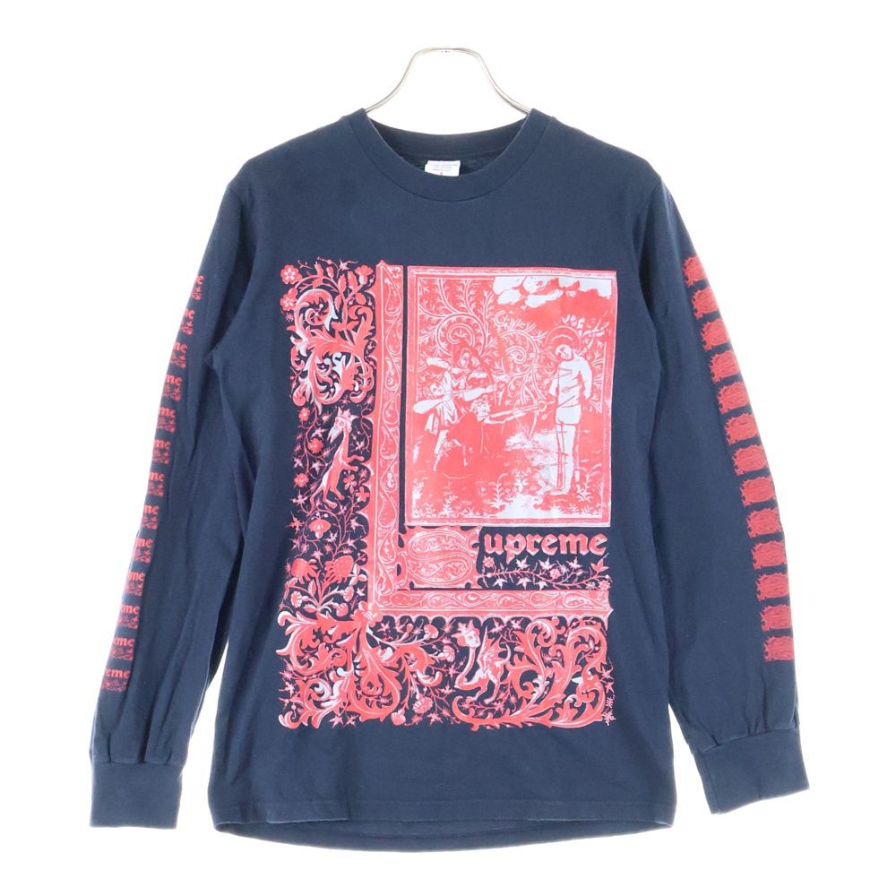 SUPREME シュプリーム 24 SS Saint Sebastian Tee セイントセバスチャン 両面プリント クルーネック長袖Tシャツカットソー ブラック レッド