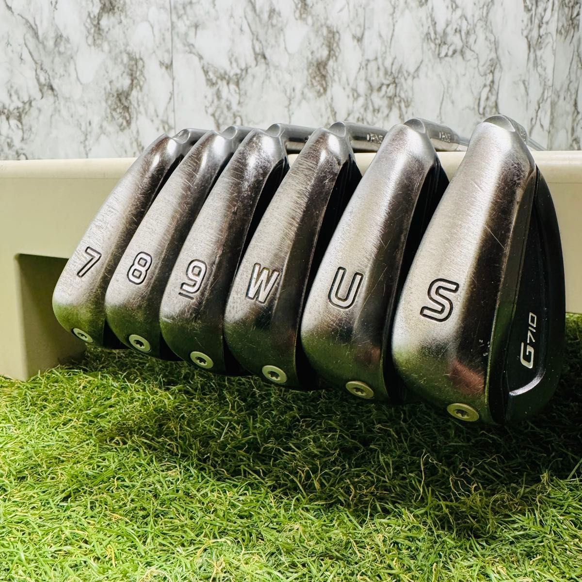 良品】ピン G710 黒ドット メンズアイアンセット 5本 スチール S