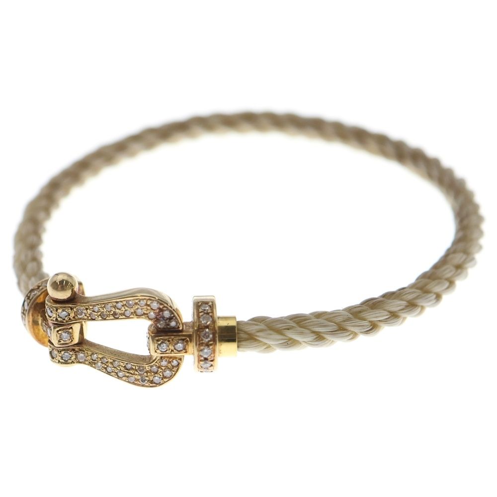 FRED フレッド K 18 YG フォース10 LM スチールケーブル PAVEダイヤ ブレスレット ゴールド ホワイト