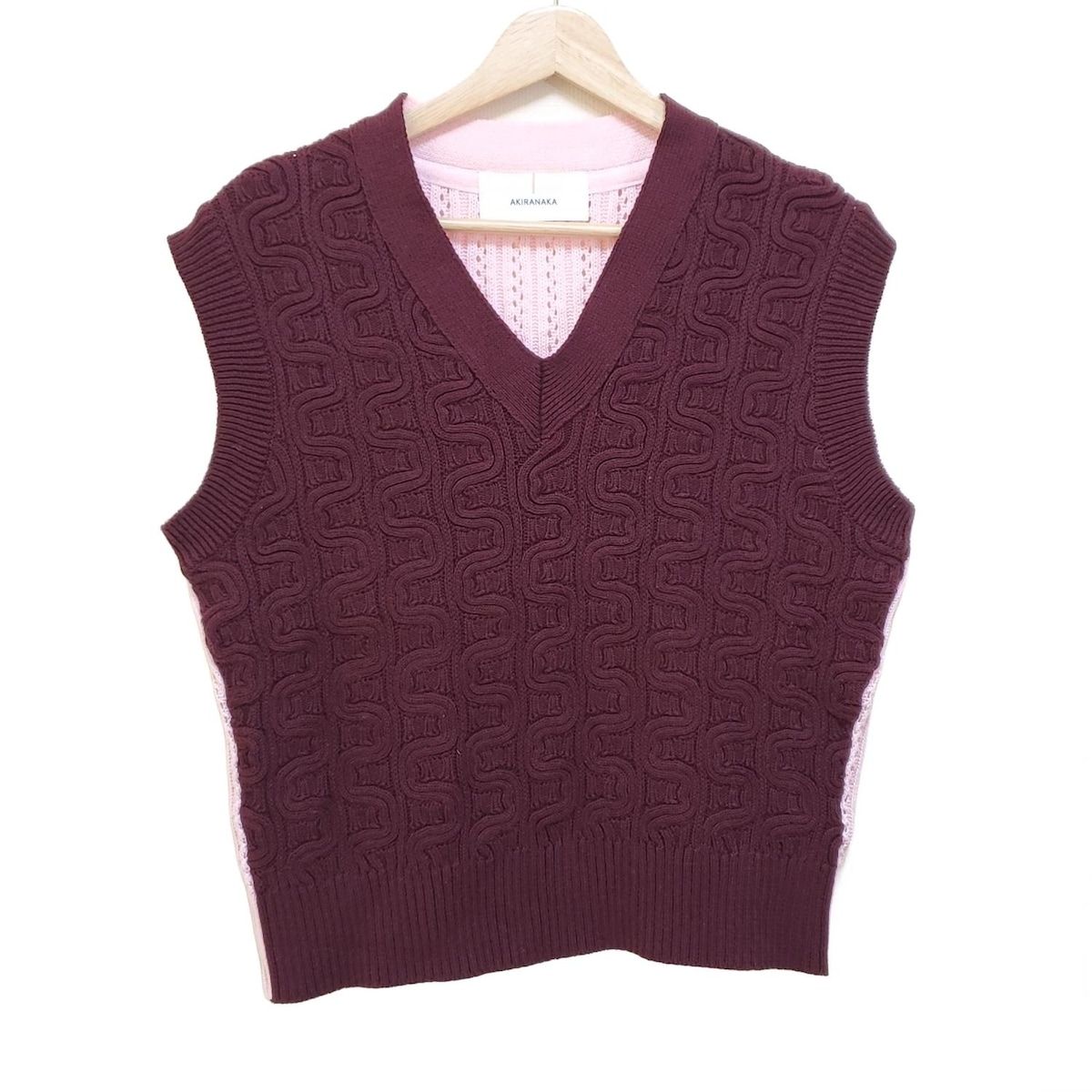 AKIRA NAKA アキラナカ ノースリーブセーター サイズ1 S レディース ボルドー ピンク