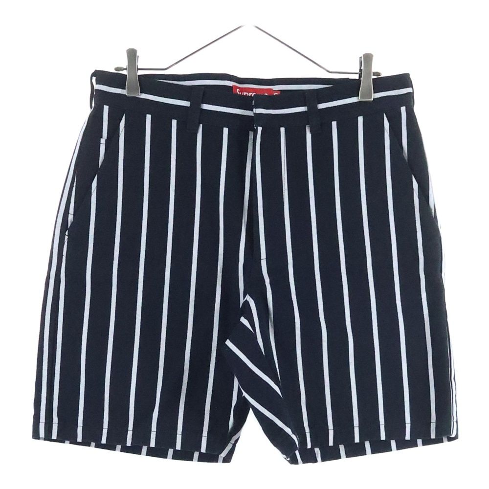 SUPREME シュプリーム 21 SS Work Short ストライプ コットン ワークショーツ ハーフパンツ ブラック|ホワイト