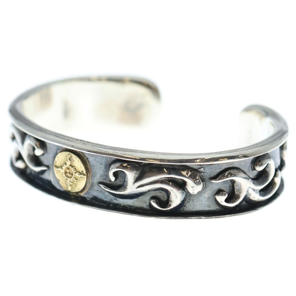 FIRST ARROW s ファーストアローズ BR 028 K 18付き フチ付カラ草彫り バングル ブレスレット シルバー ゴールド