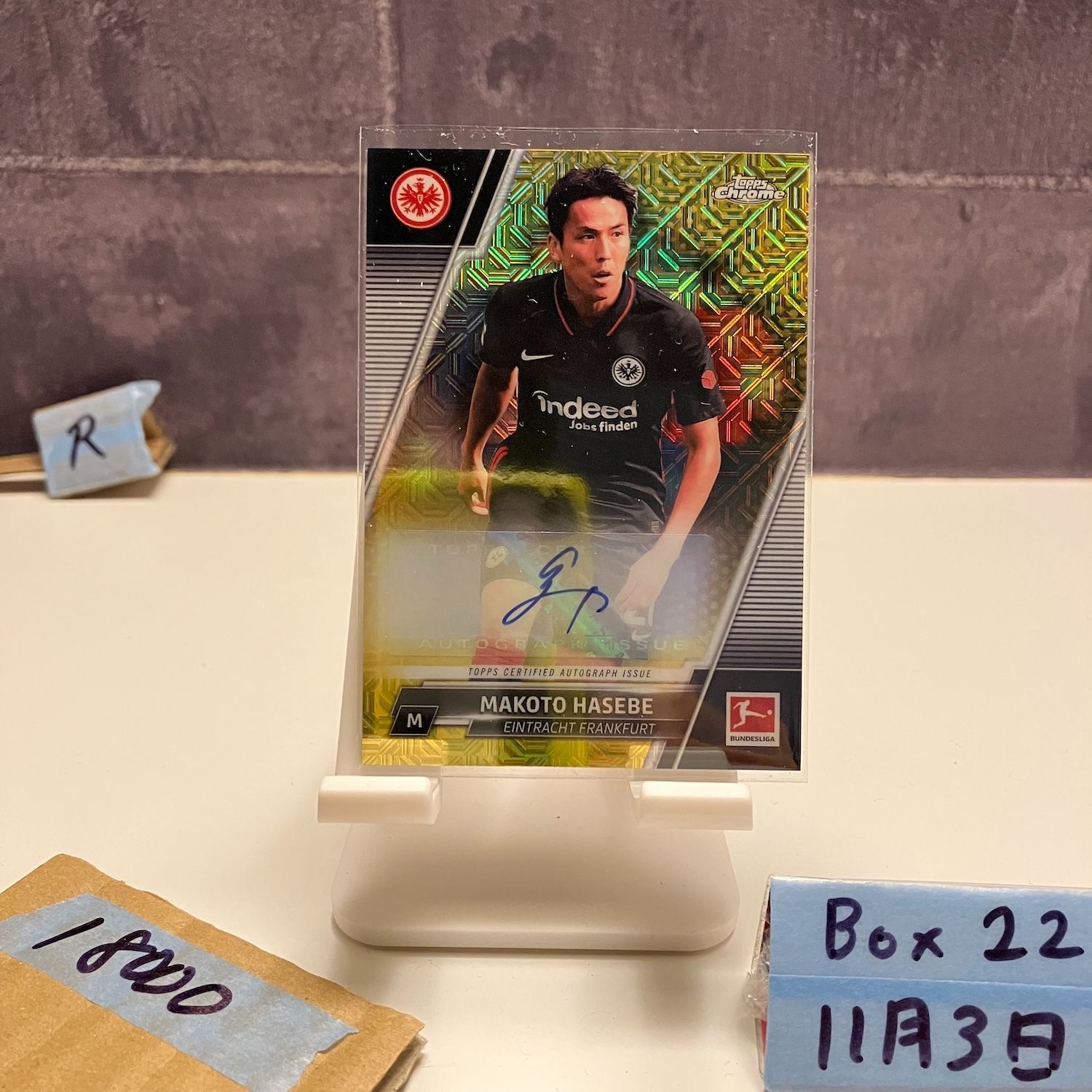 2021 22 Topps chrome Makoto Hasebe 16 25 直筆サインカード Eintracht Frankfurt Refractor カード