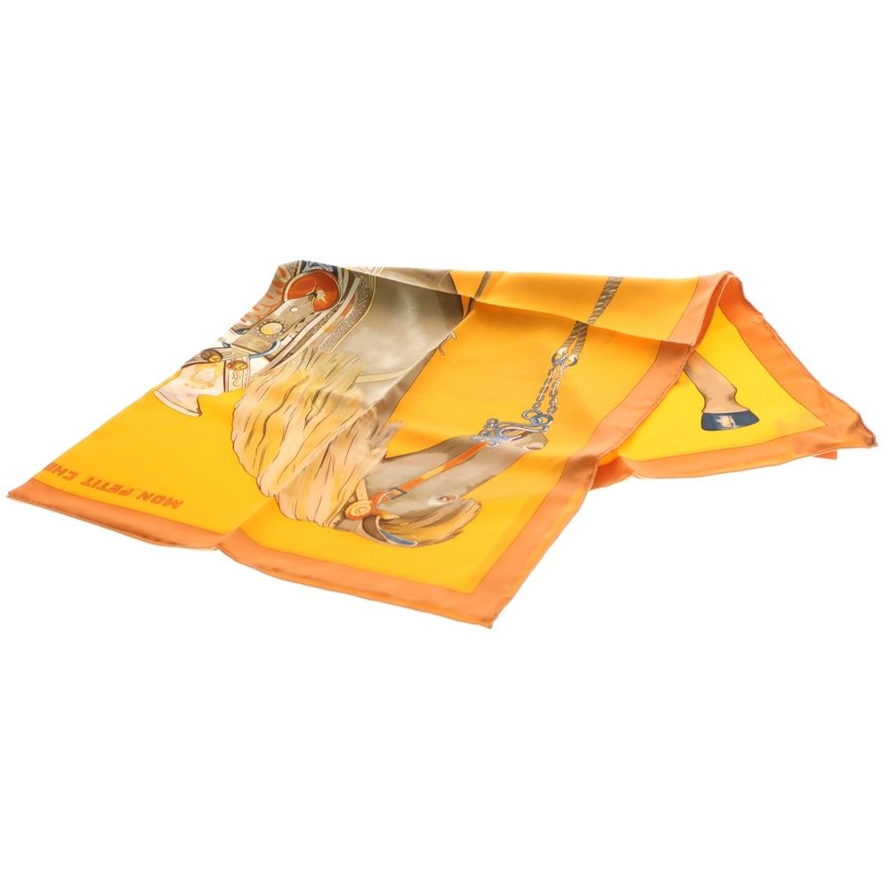 HERMES エルメス カレ90 MON PETIT CHEVAL MEXICAIN シルクスカーフ オレンジ