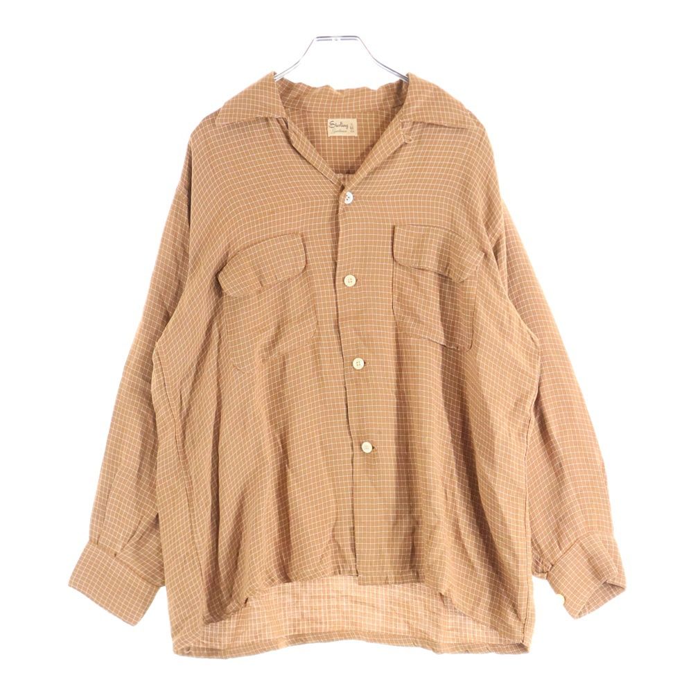 VINTAGE ヴィンテージ 40 S STERLING L|S CHECK SHIRT スターリン プリント使用 フラップポケット チェック 長袖シャツ ブラウン|ホワイト