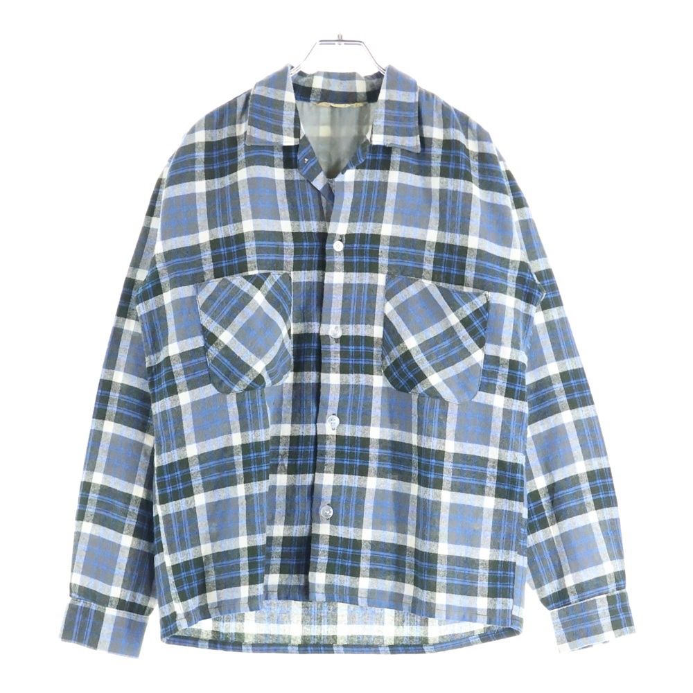 VINTAGE ヴィンテージ 50 S WOOLMASTER L CHECK SHIRT ウールマスター チェック 長袖シャツ ブルー グレー ブラック