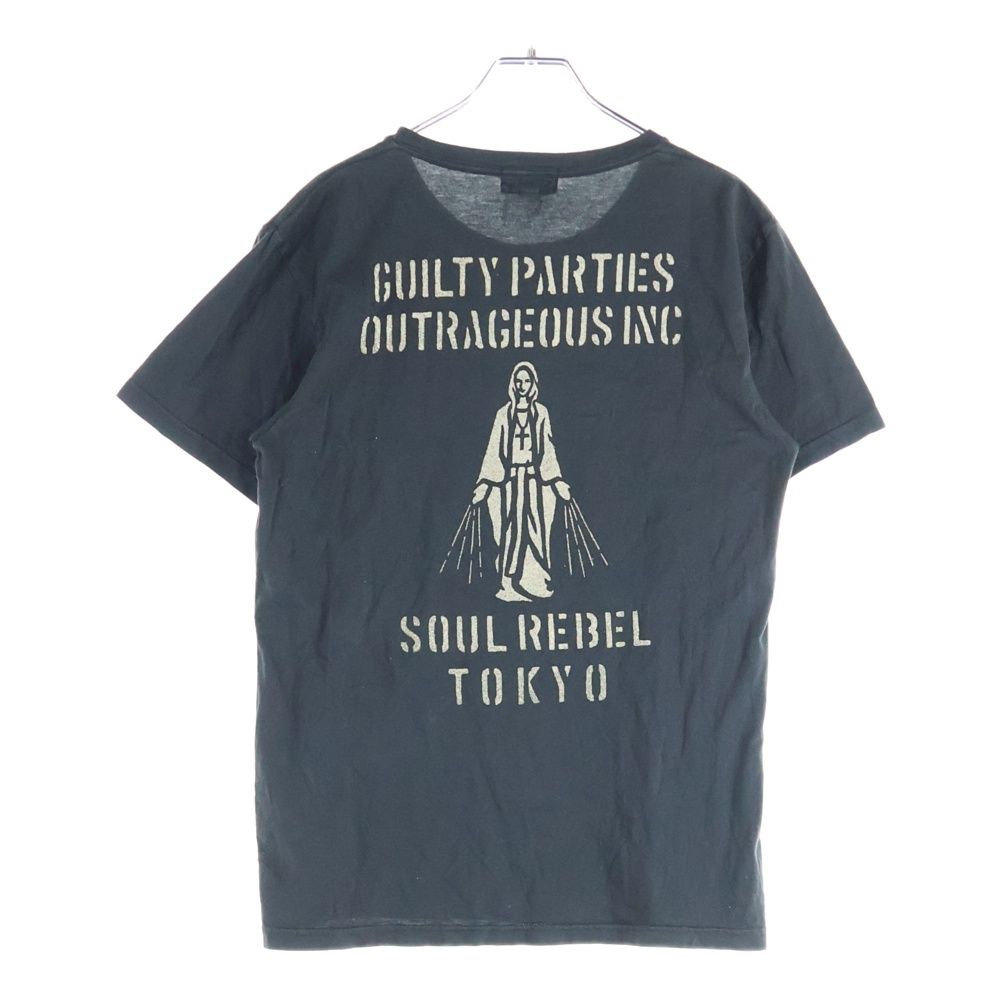 WACKO MARIA (ワコマリア) バックマリアデザイン クルーネック カットソー 半袖Tシャツ ブラック