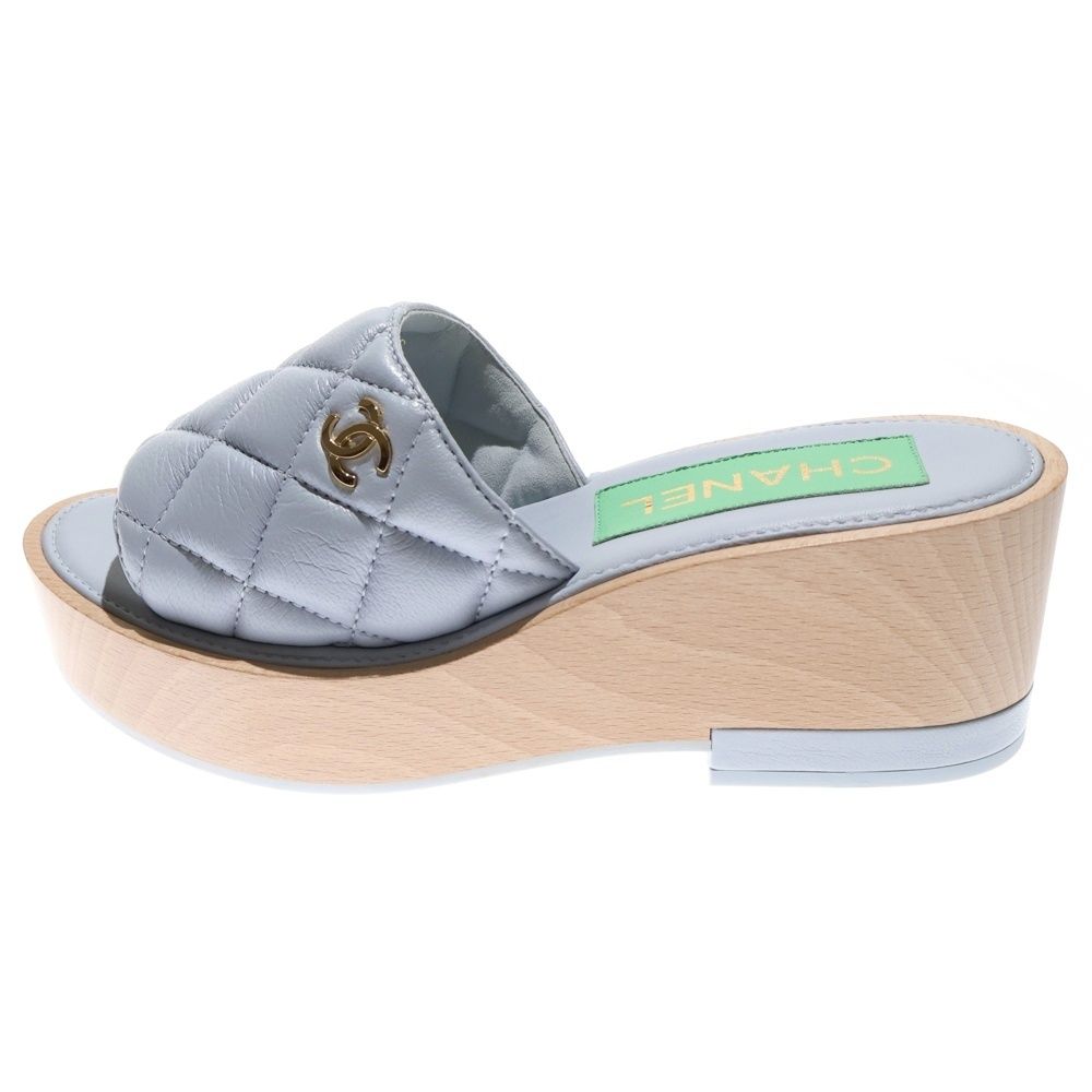 CHANEL (シャネル) キルティング ウッドソール ココマーク ヒール