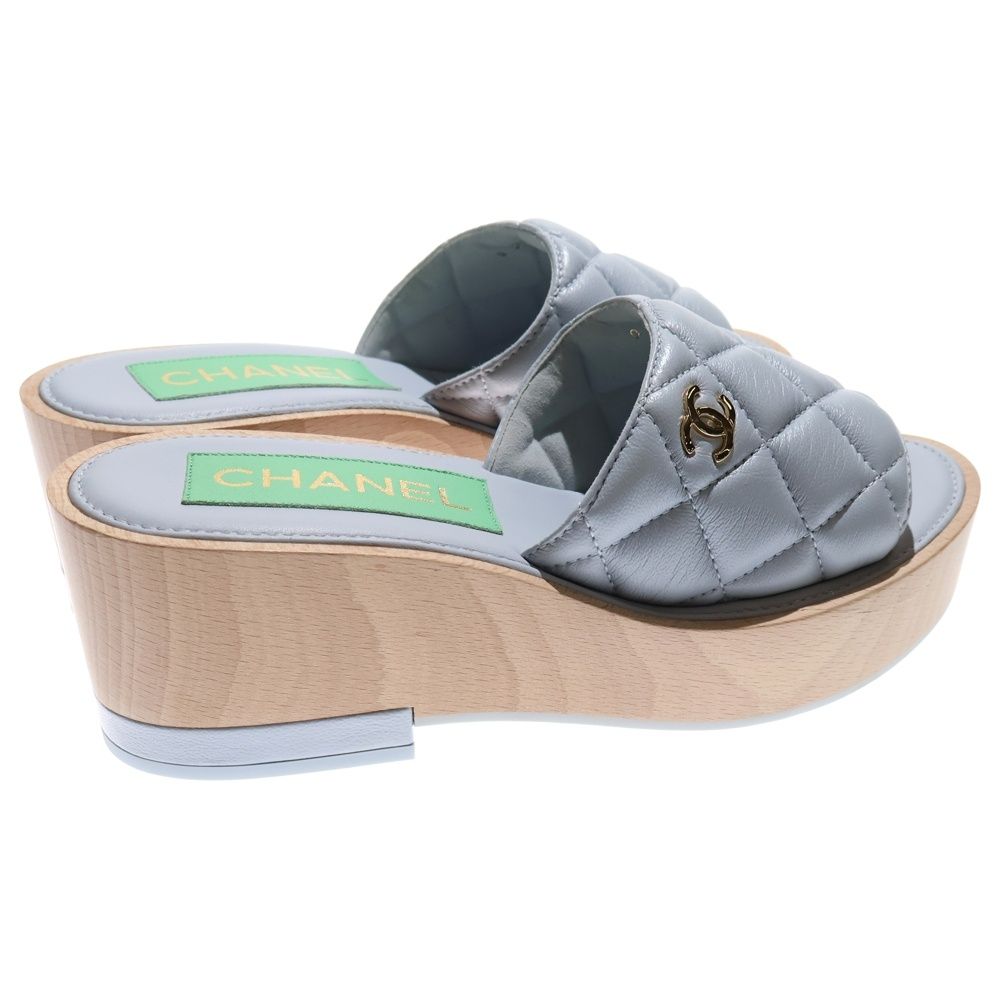 CHANEL (シャネル) キルティング ウッドソール ココマーク ヒール