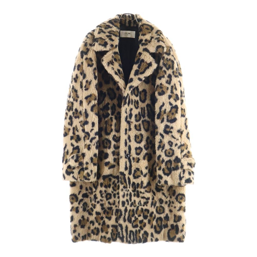 CELINE セリーヌ 23 AW オーバーサイズ アルパカ レオパード ロングコート ブラウン