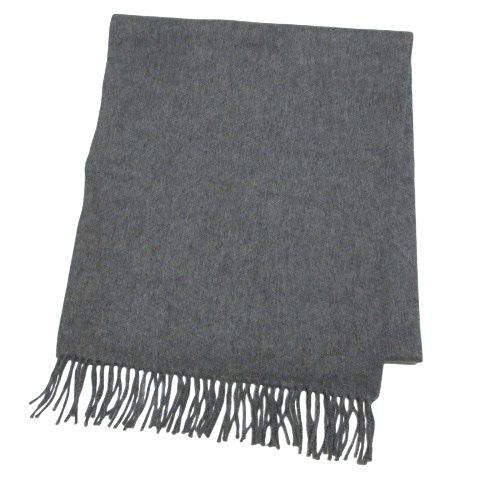 ダンヒル dunhill カシミヤマフラー フリンジ ロゴ刺繡 グレー |X