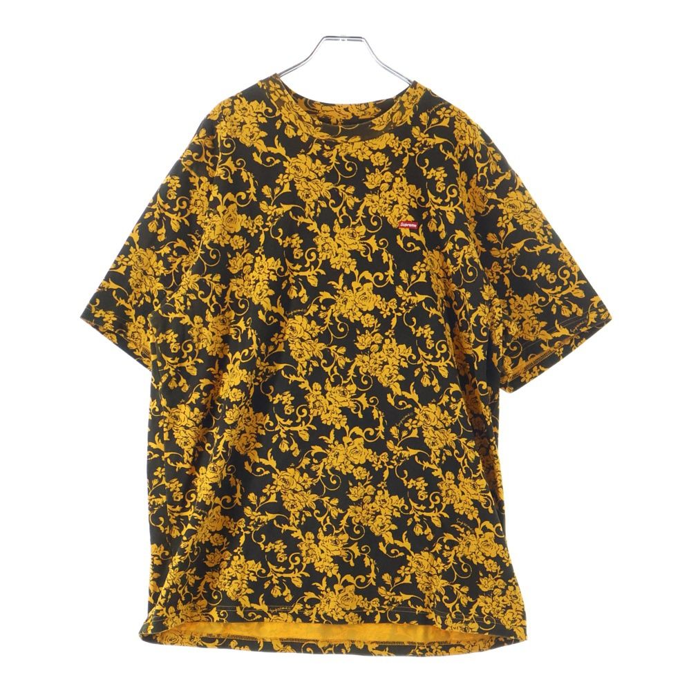 SUPREME (シュプリーム) 20SS Small Box Tee Black Floral フローラル スモールボックス ロゴ刺繍 クルーネック 半袖Tシャツ カットソー ブラック/イエロー