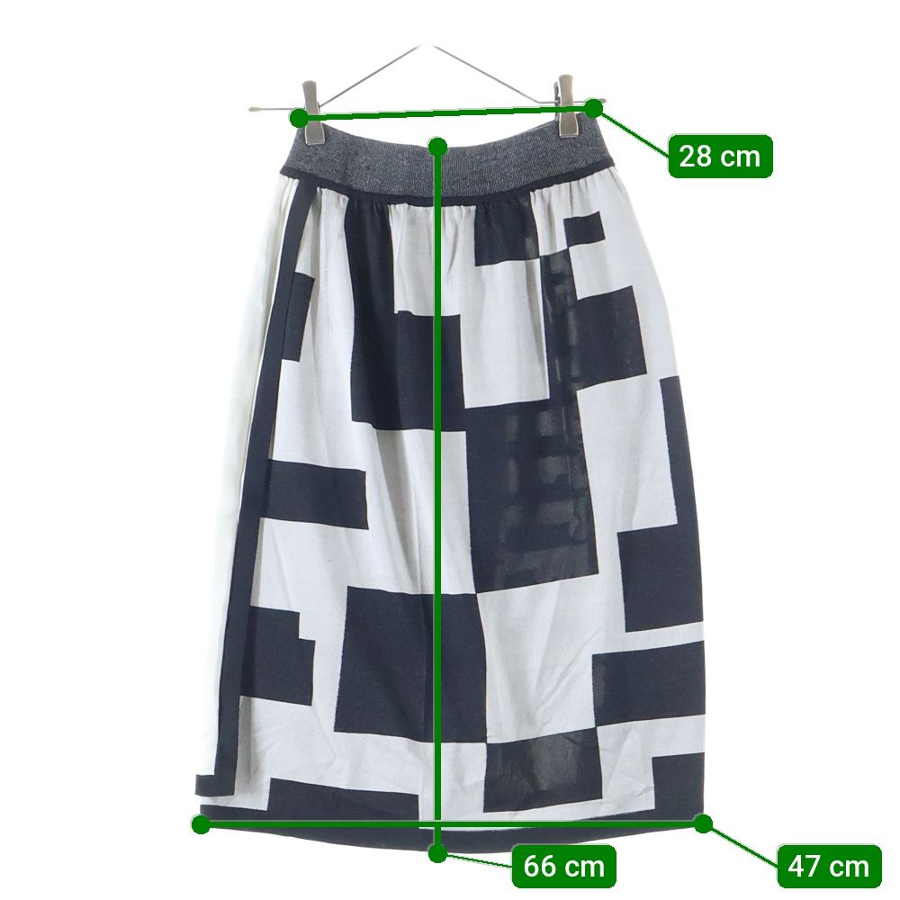 ツイルレーヌ総柄ニット切替シルクスカート ホワイト