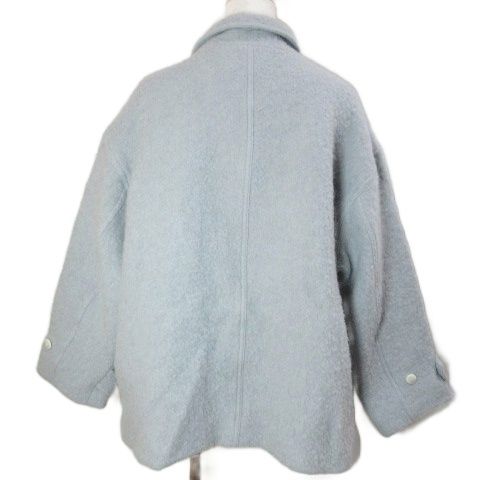 タナット TANNAT ブークレ ハーフコート ジャケット ブルゾン 韓国 ウール アルパカ アンゴラ フリーサイズ ライトブルー X
