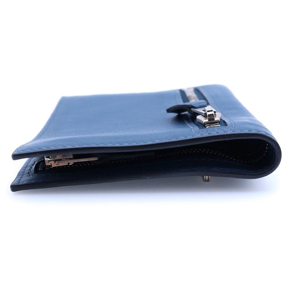 HERMES (エルメス) ジップザップ カーフ ポーチ ケース 財布 ブルー