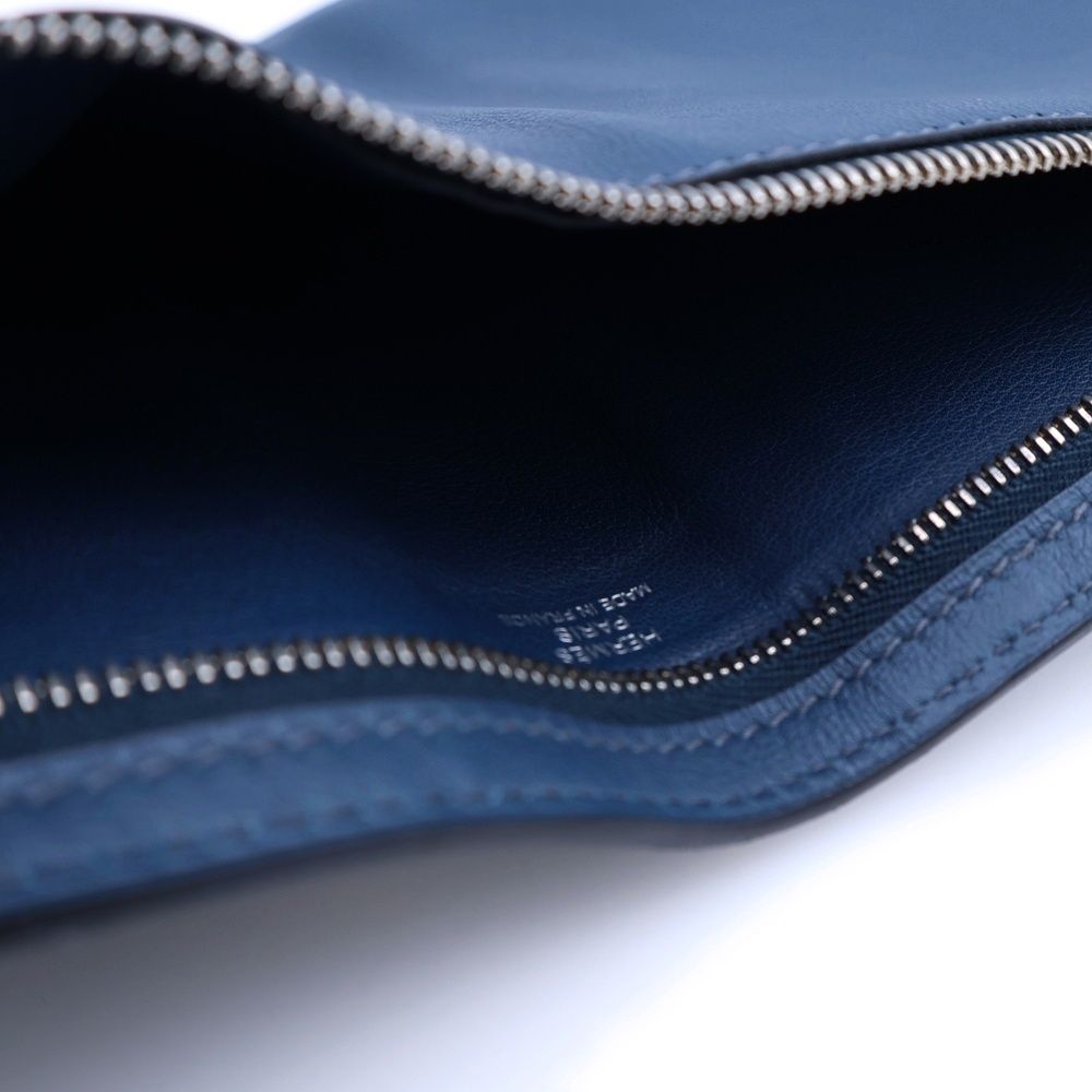 HERMES (エルメス) ジップザップ カーフ ポーチ ケース 財布 ブルー