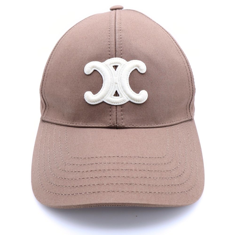 セリーヌ ロゴ トリオンフ コットン ベースボールキャップ 帽子　ブラウン 美品 CELINE セリーヌ トリオンフ コットン ベースボールキャップ