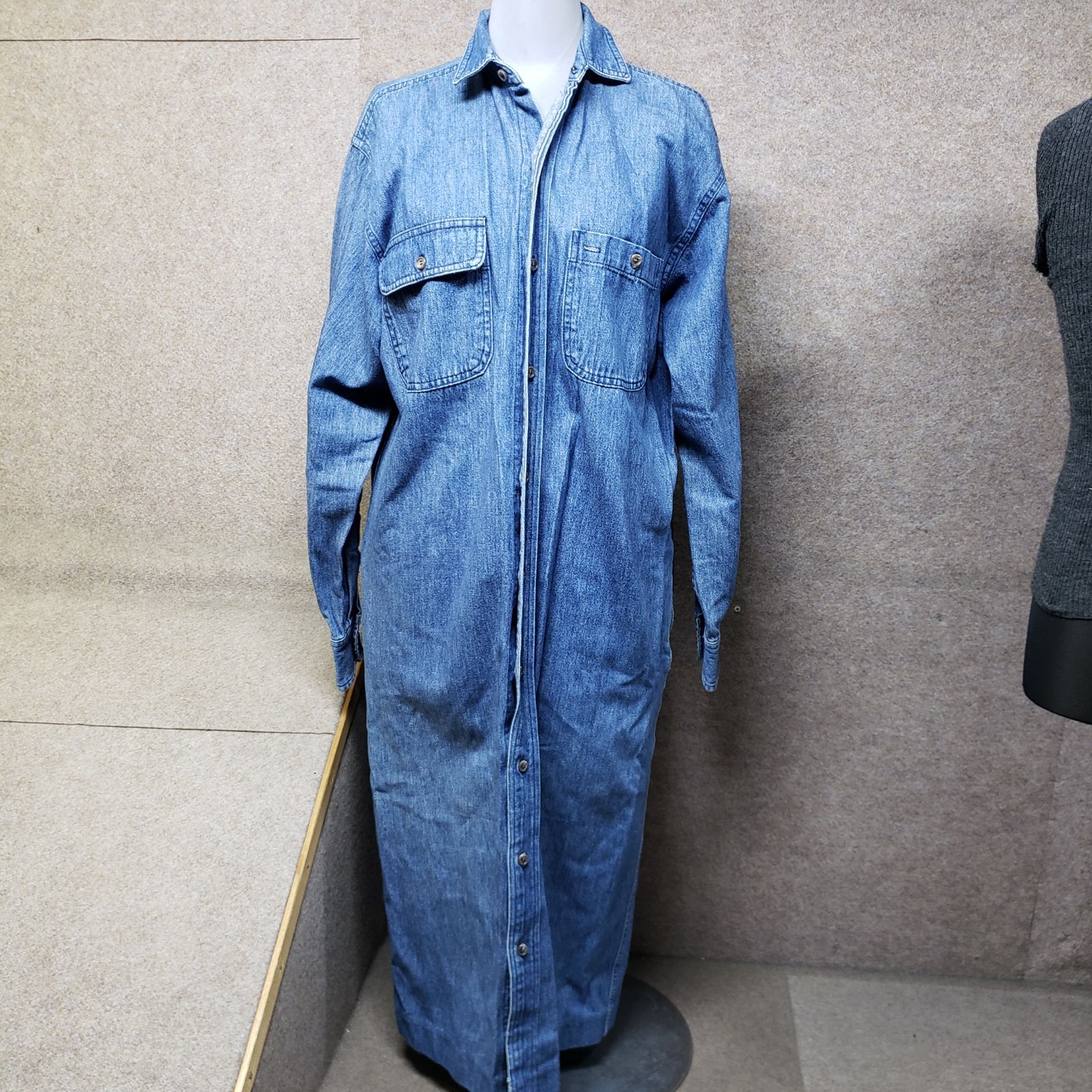 Ralph Lauren デニム シャツワンピース ロング丈 フロントボタン 胸