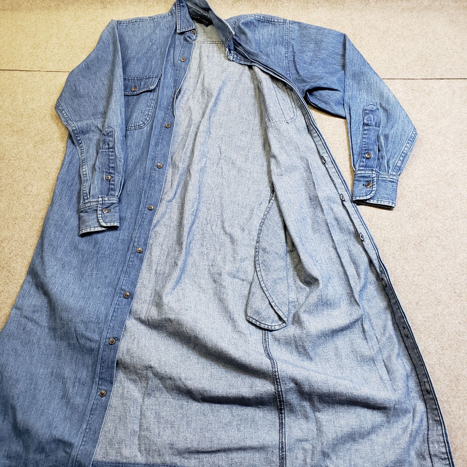 Ralph Lauren デニム シャツワンピース ロング丈 フロントボタン 胸