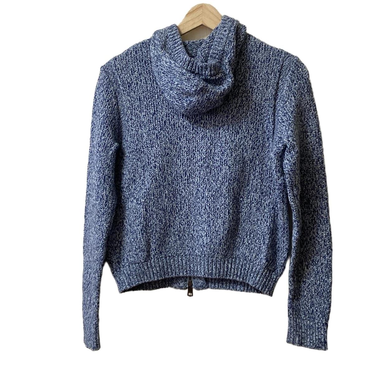 Burberry LONDON バーバリーロンドン パーカー サイズ2 M レディース - ネイビー×白 長袖 ニット ジップアップ