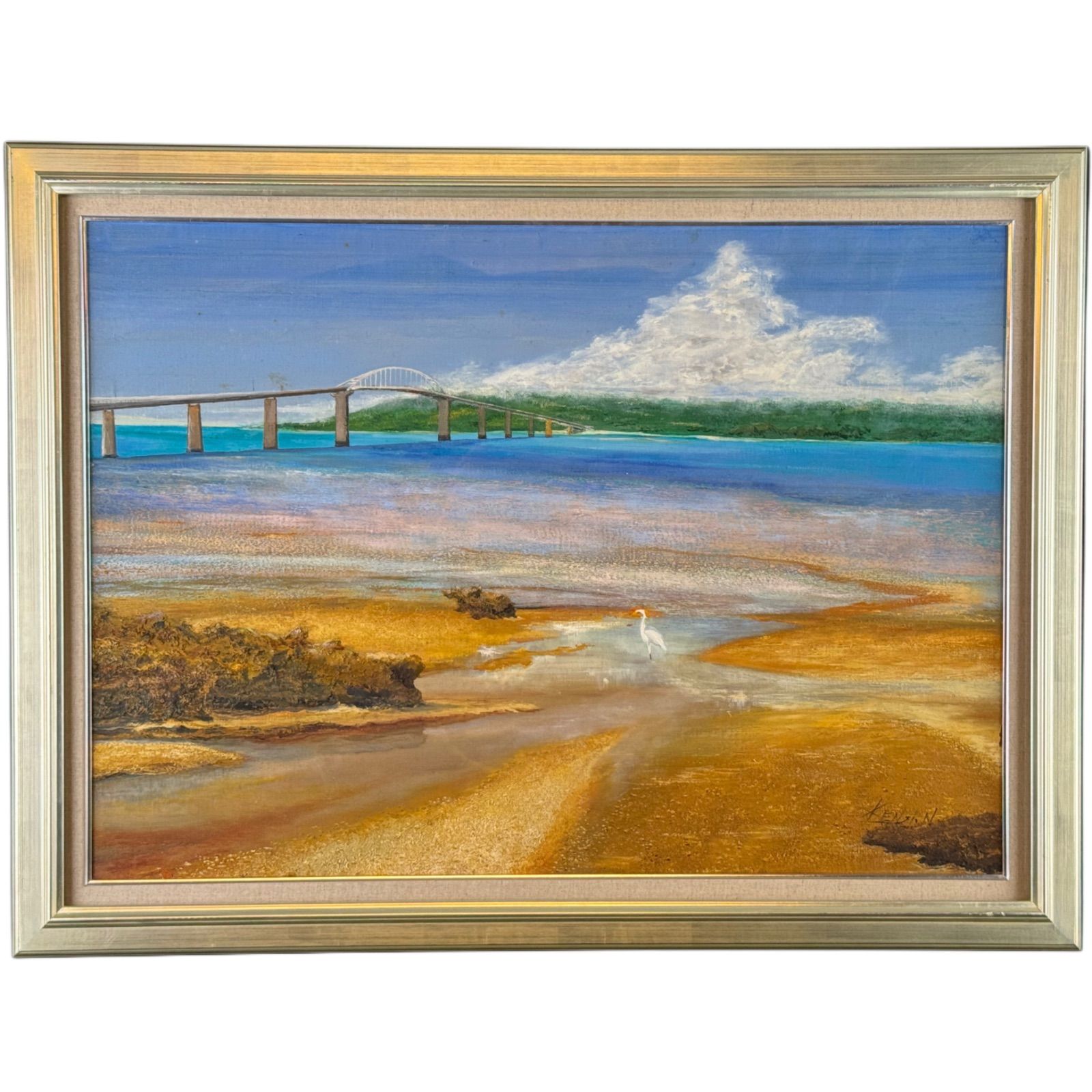 日本人洋画家の油絵 二宮研二 油彩 30号 大作 風景画 神奈川県出身 洋画家 日本美術家連盟