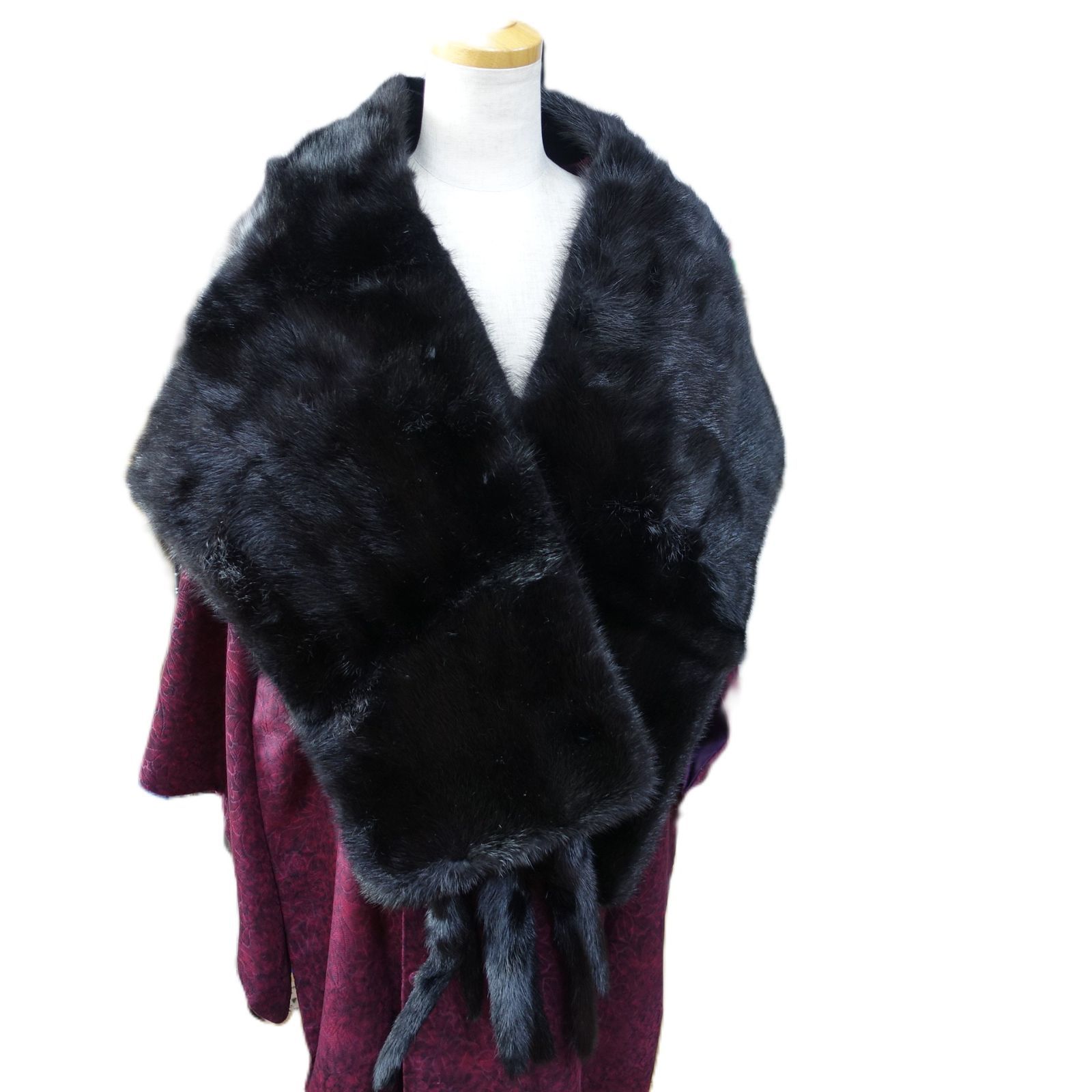 ミンク黒系 超大判ショール