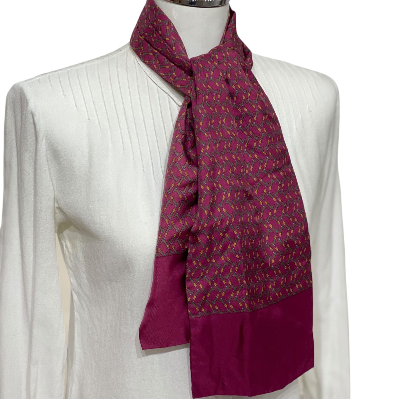 エルメス マルジェラ期 アスコットタイ 馬具 ブーツ柄 シルクスカーフ