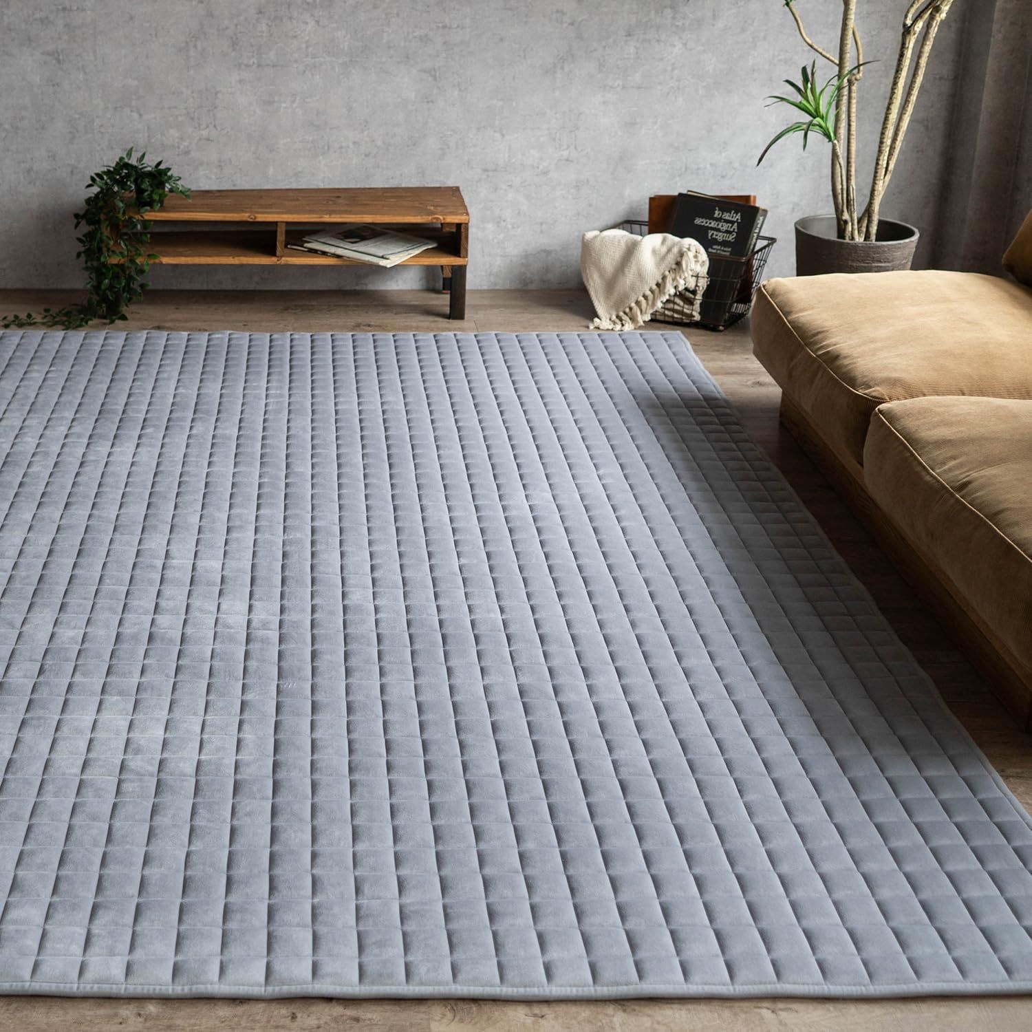 サヤンサヤン キルト ラグ もこもこ ふわふわ キッズ カハヴィタウコ かわいい 190 x 2畳 セサミ グレー