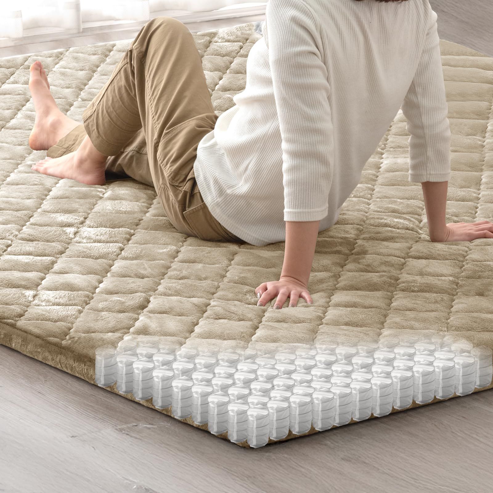 タンスのゲン ラグ 3畳 185 240 cm もはや ソファ ポケットコイル使用 厚60 mm 洗えるカバーリング 高反発ラグ 厚手 抗菌 防臭 防ダニ ラグマット 滑り止め カーペット 北欧 おしゃれ 104695