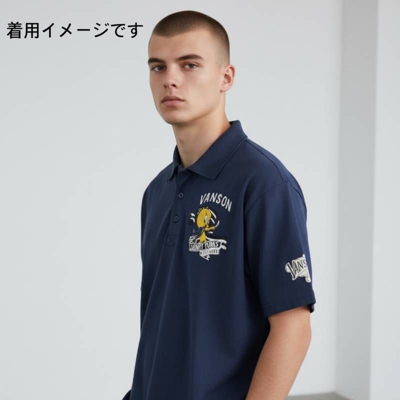 VANSON Looney Tunes Tweety Bird Embroidered Short Sleeve Polo