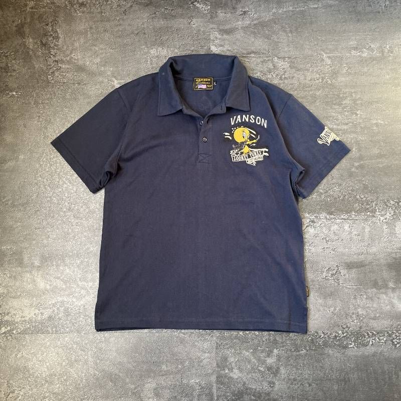 Vanson Tweety Bird ポロシャツ XXL ブラック VANSON Looney Tunes Tweety Bird Embroidered Short Sleeve Polo
