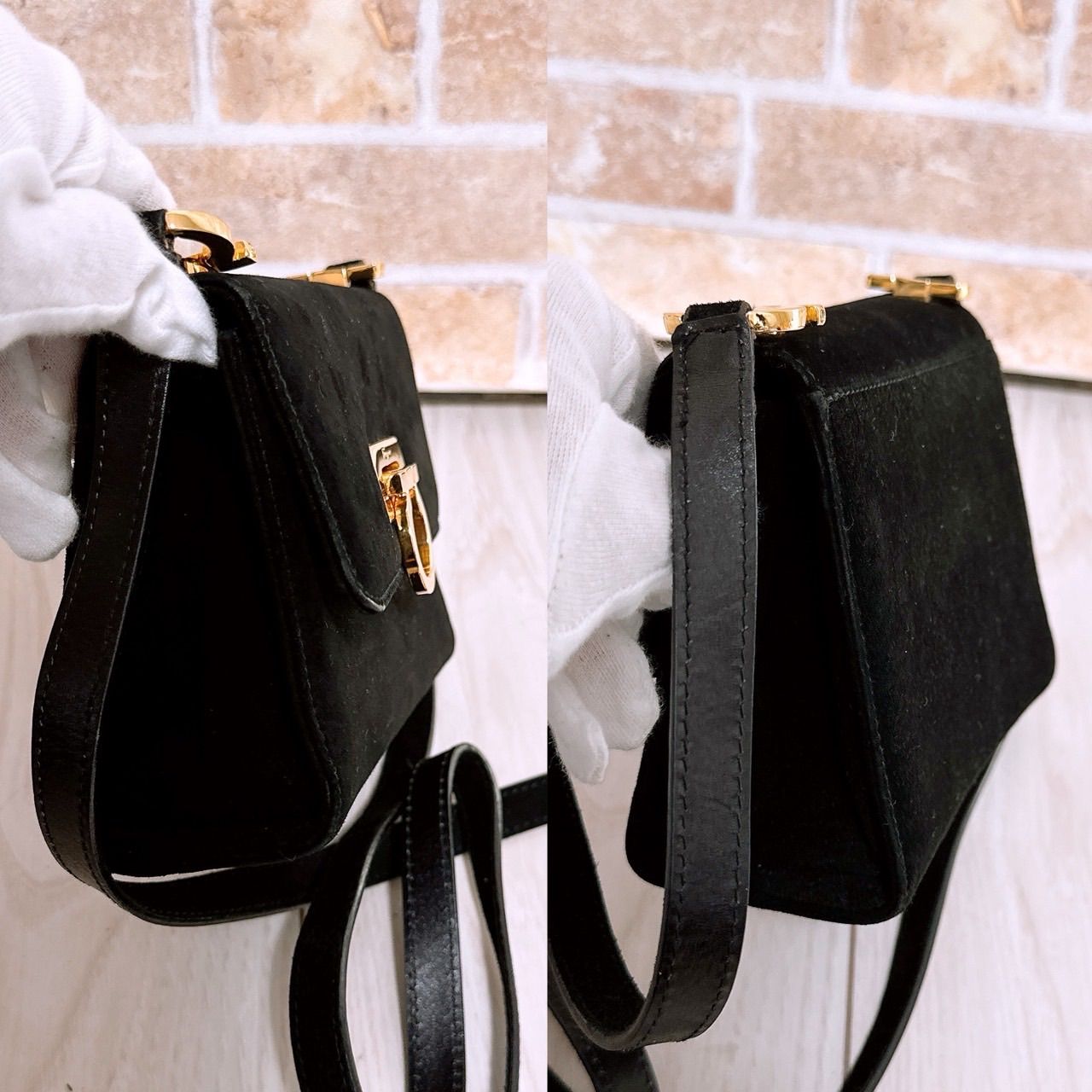 美品)Ferragamo(フェラガモ)ショルダーバッグ スエード ガンチーニ