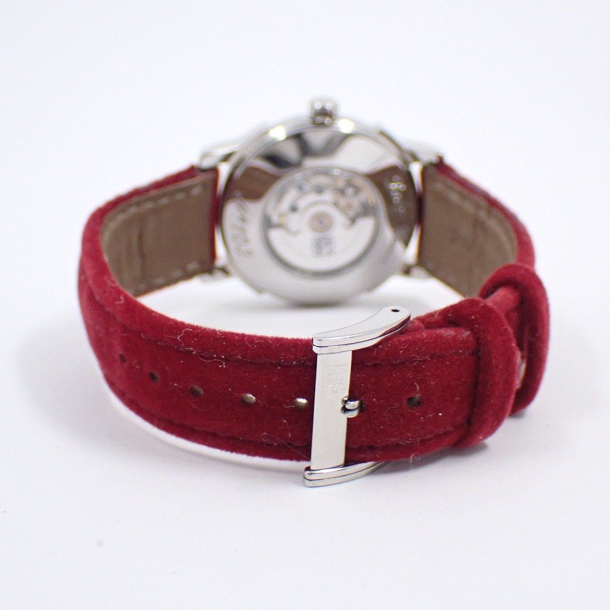  PERRELET ペルレ レディハート ダブルローター 自動巻き レディース 腕時計 赤文字盤 スエードベルト L.HT-SS R 自動巻き時計 腕時計(アナログ)