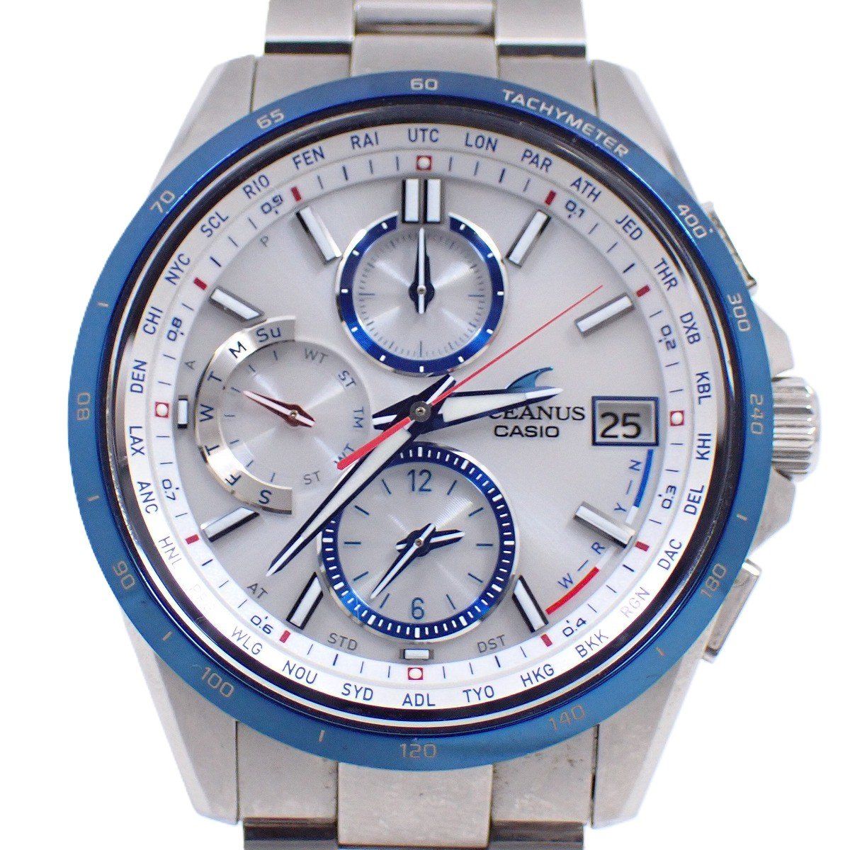 カシオ オシアナス クラシックライン ソーラー電波 メンズ 腕時計 チタン 白文字盤 OCW-T 2610 C-7 AJF