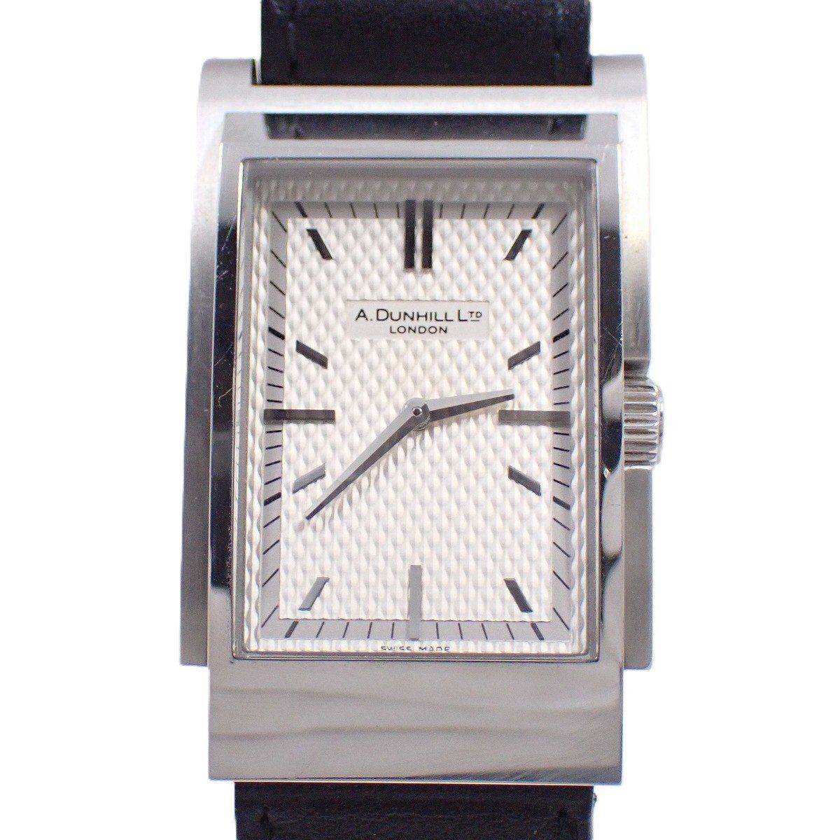 ダンヒル ウェイファー クォーツ メンズ 腕時計 シルバー文字盤 純正革