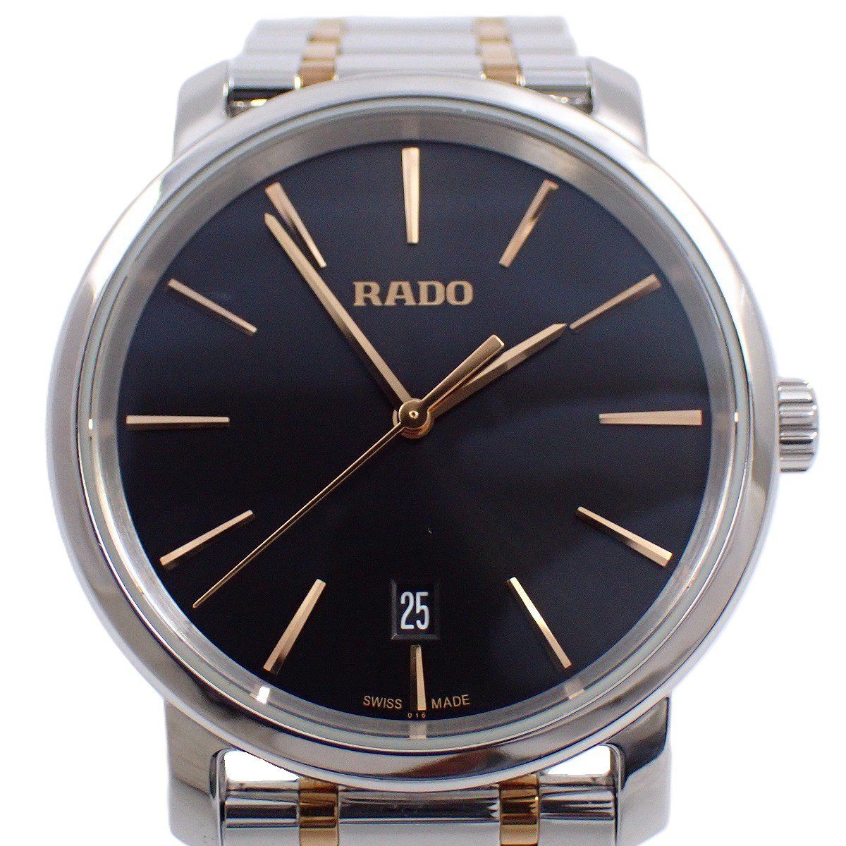 ラド― ダイヤマスター クォーツ メンズ 腕時計 コンビ 黒文字盤 ベルト 219 0078 3