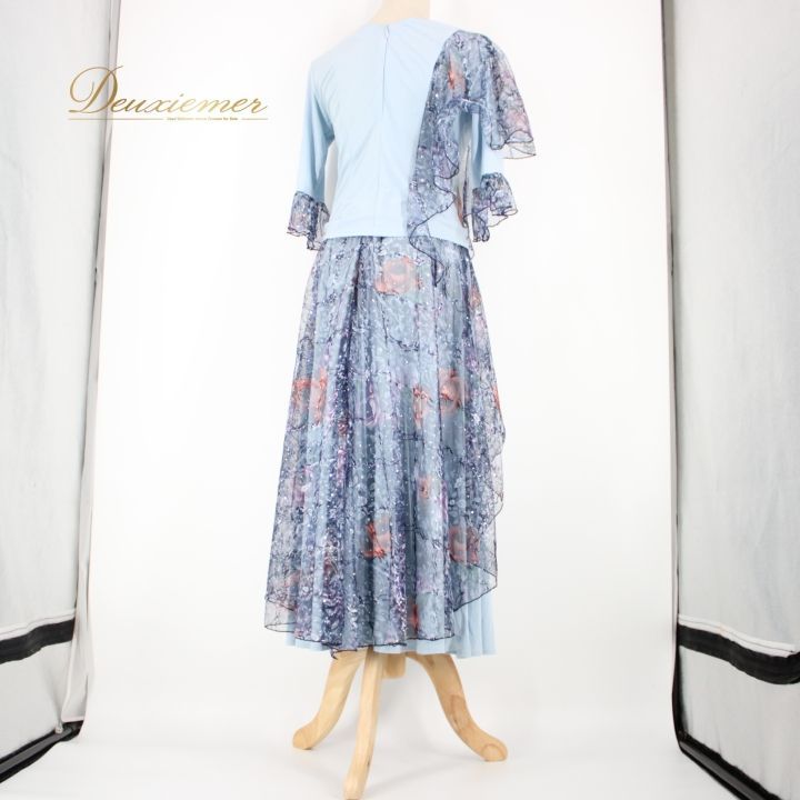 SEKINE セキネ 社交ダンス衣装 上下セット ツーピース 花柄 パープル 社交ダンス 衣装 スタンダード 上下セット ツーピース レッスンウェア