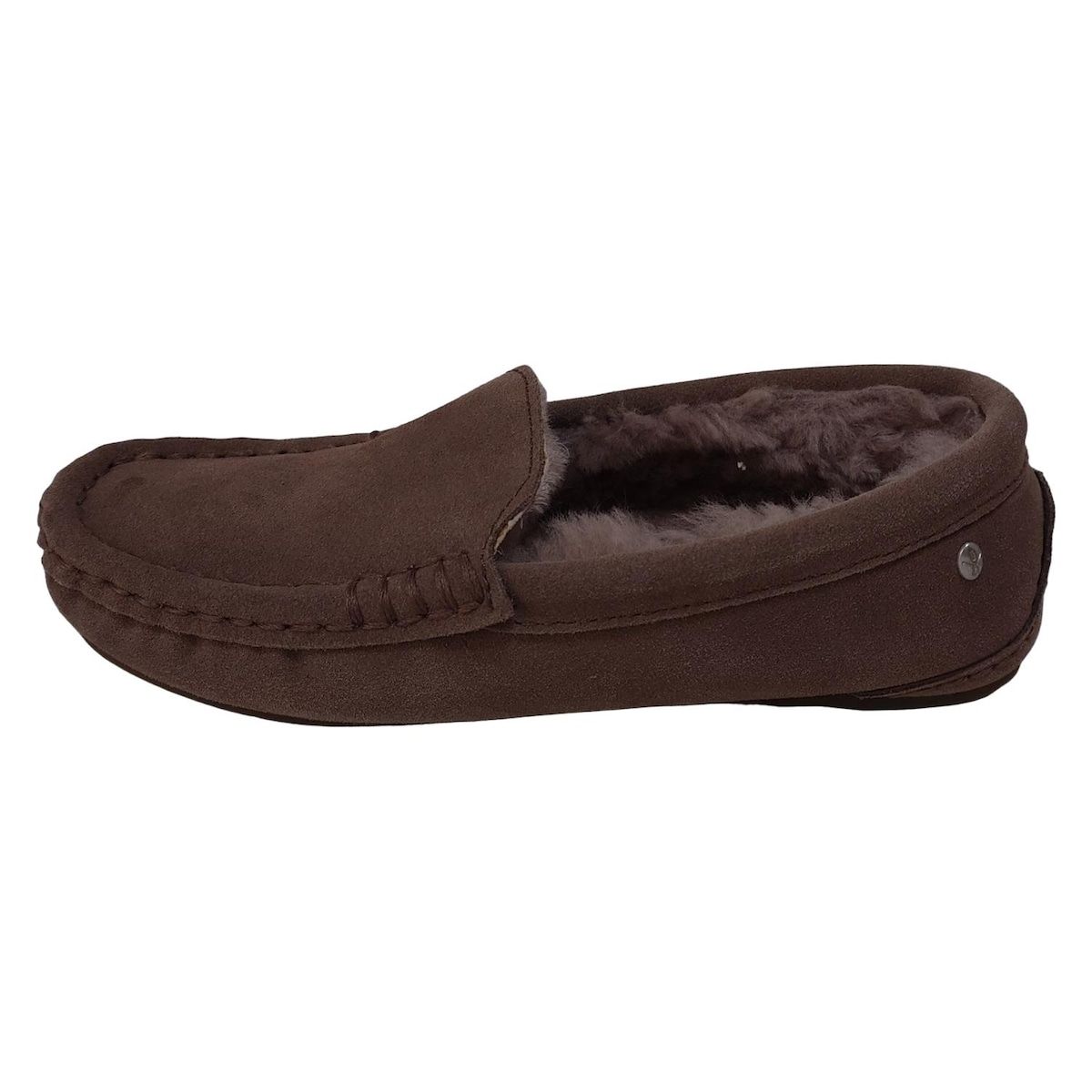 EMU エミュ フラットシューズ 7 レディース ライトブラウン モカシン ムートン