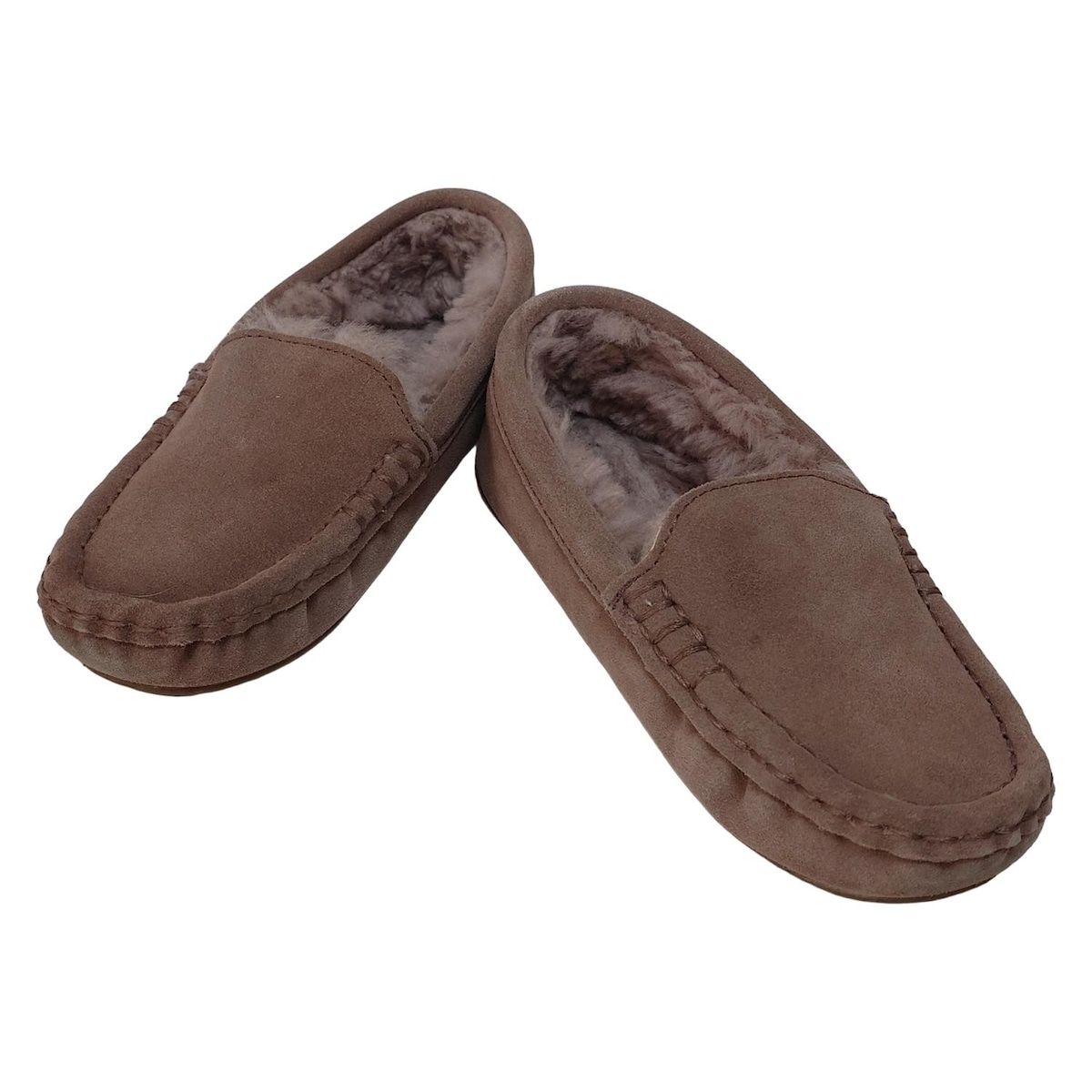 EMU エミュ フラットシューズ 7 レディース - ライトブラウン モカシン ムートン