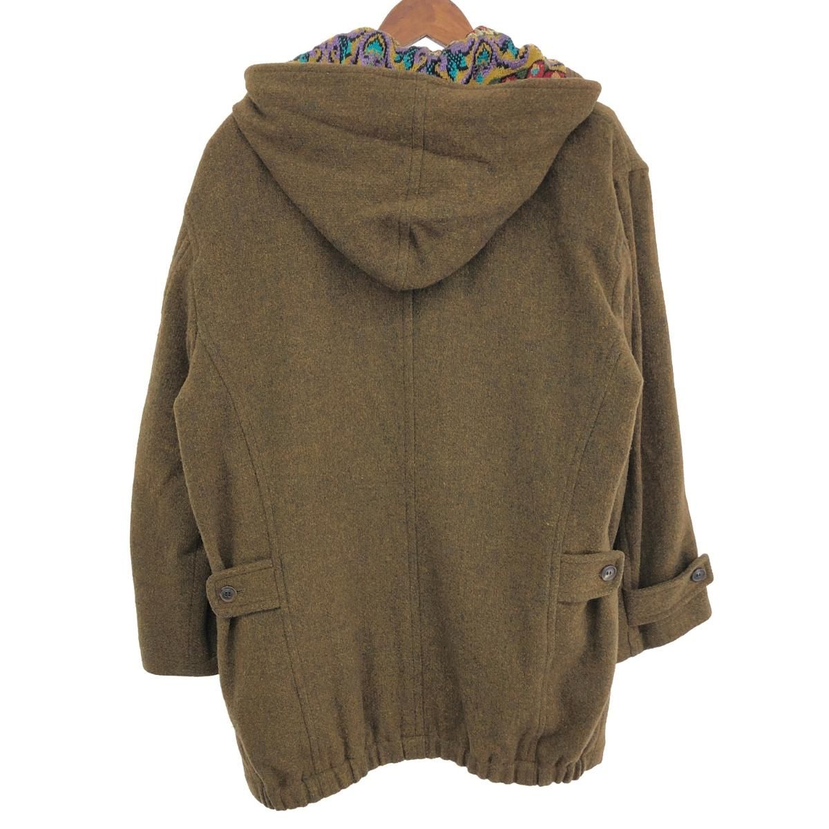 KONISHI ヨシユキコニシ フーデットコート サイズ M カーキ レディース 刺繍 ライナー付き