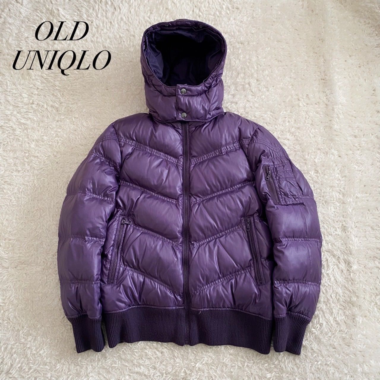 old UNIQLO ユニクロ ダウンパーカー 光沢 平成ギャル お兄系 短丈 y2k