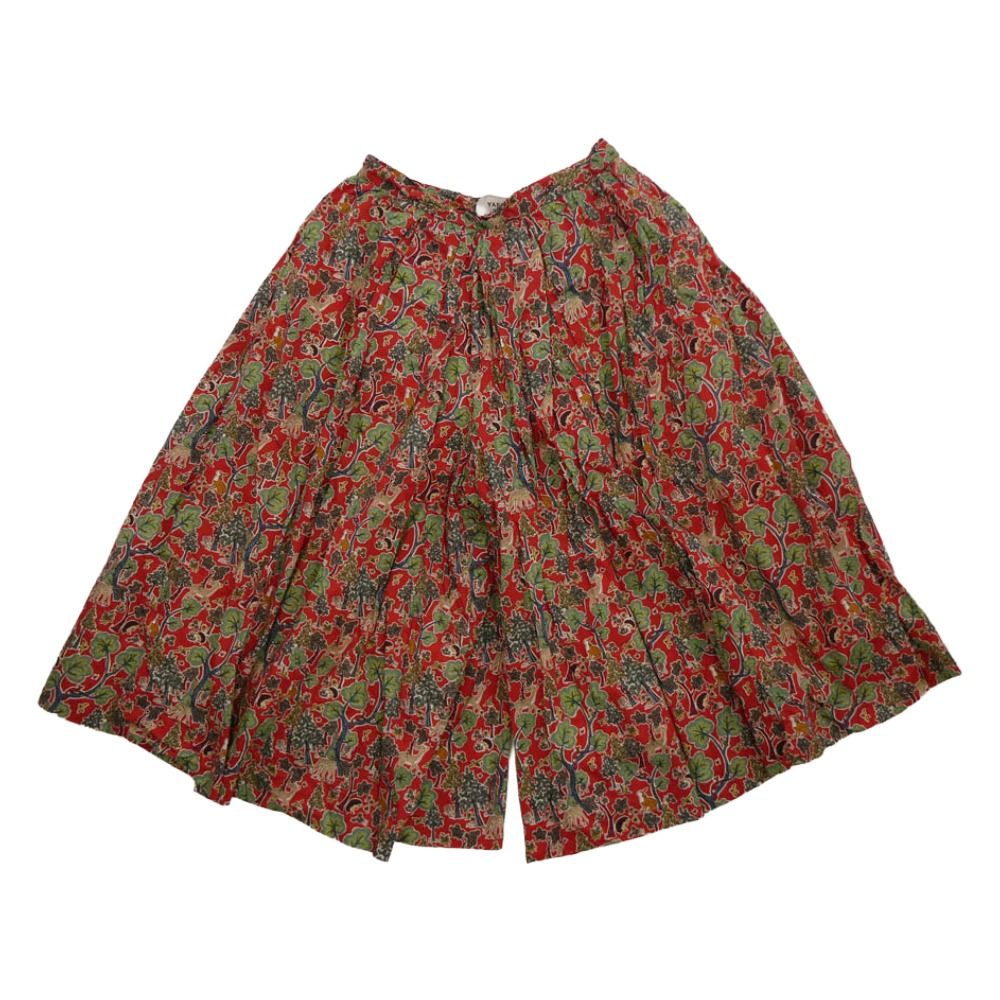 YAECA ヤエカ 18 SS 98620 WRITE DOE A DEER TUCK CULOTTE 総柄 ビッグタックキュロット ワイドパンツ レッド系 S