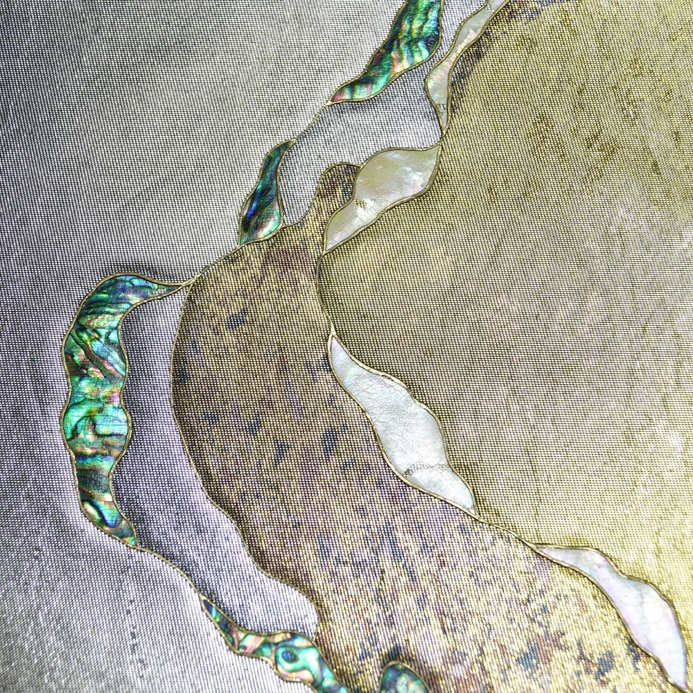 難有品 袋帯 道長に切れ箔模様 螺鈿作家 藤本隆士 螺鈿細工 金糸