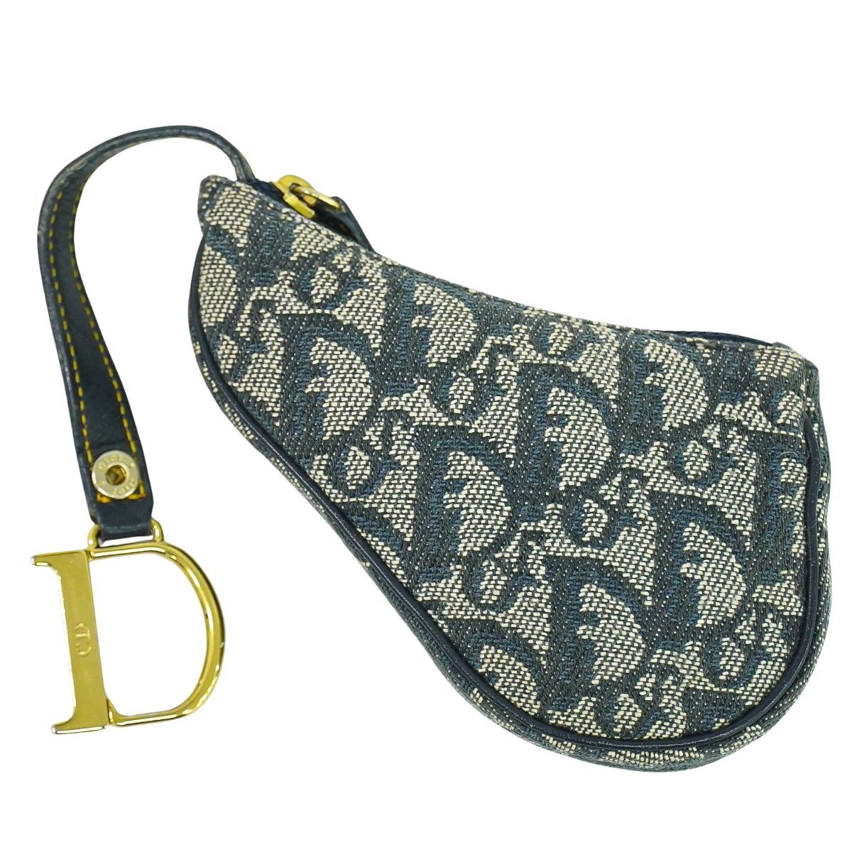 クリスチャン ディオール Christian Dior サドル トロッター コインケース 小銭入れ ミニ ポーチ キャンバス ネイビー Saddle 財布 ウォレット フォロー割