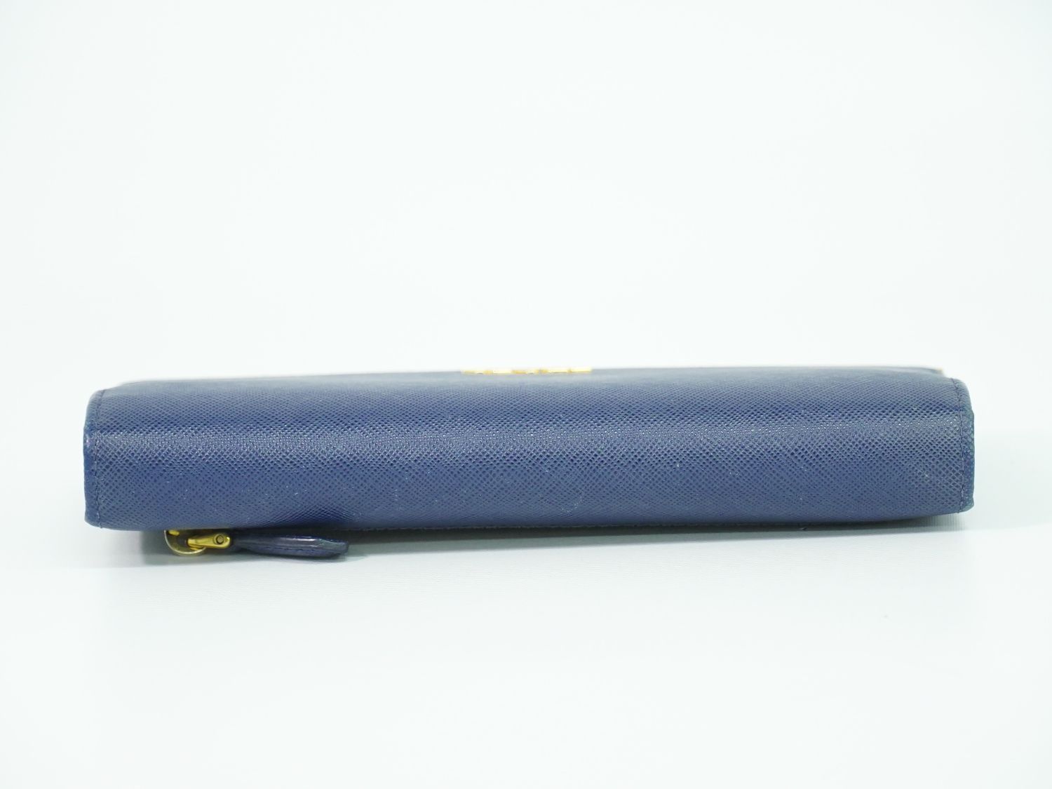 本物 プラダ PRADA レザー 長財布 ロングウォレット ブルー 財布