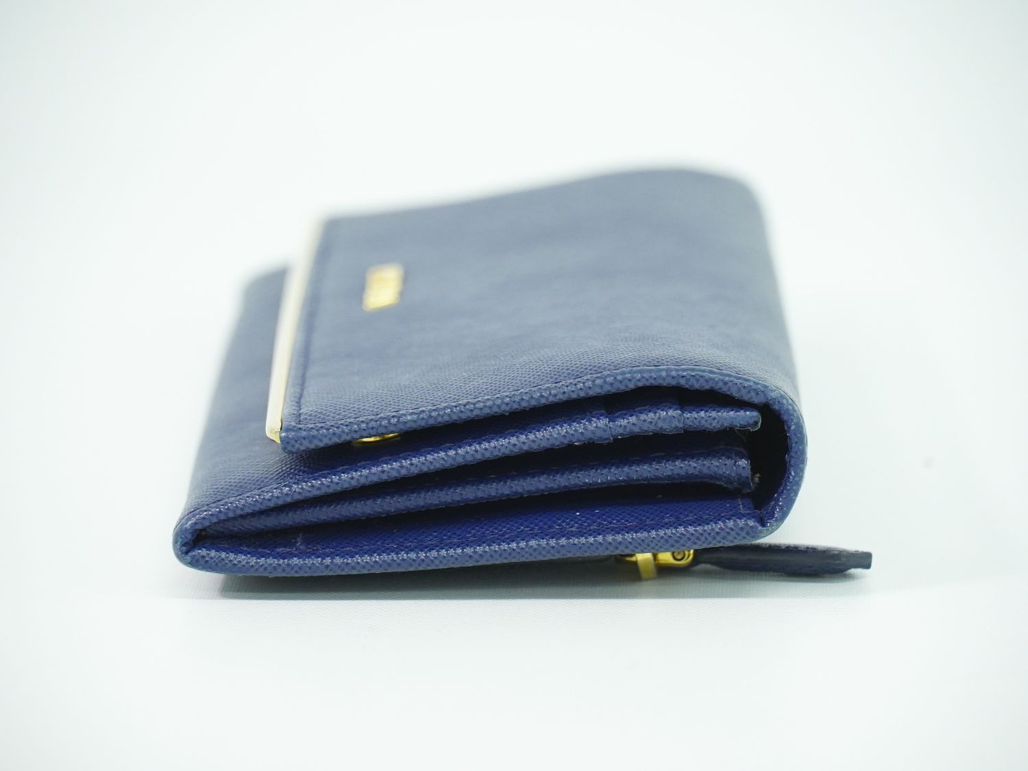 本物 プラダ PRADA レザー 長財布 ロングウォレット ブルー 財布