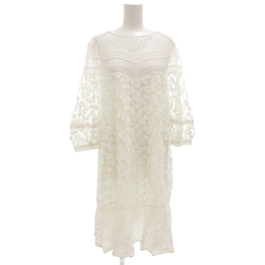 ブルーガール BLUGIRL Folies ワンピース ひざ丈 七分袖 レース シアー